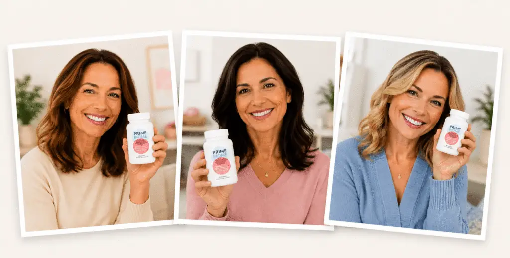 Healthy woman using Prime Biome wellness formula
